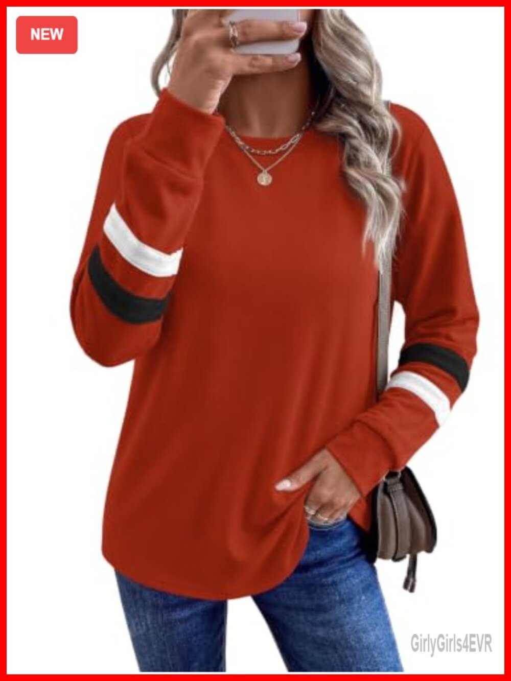 Womens Long Sleeve Tunic Sweatshirt Crewneck Loose Fit Lightweight Pullover